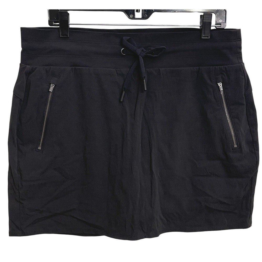 Athleta Womens Black Trekkie Skort Skirt Size 12 Tennis Hiking Activewear Sporty
